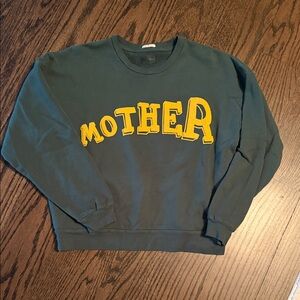 Mother Green Sweatshirt with Yellow Lettering- XS